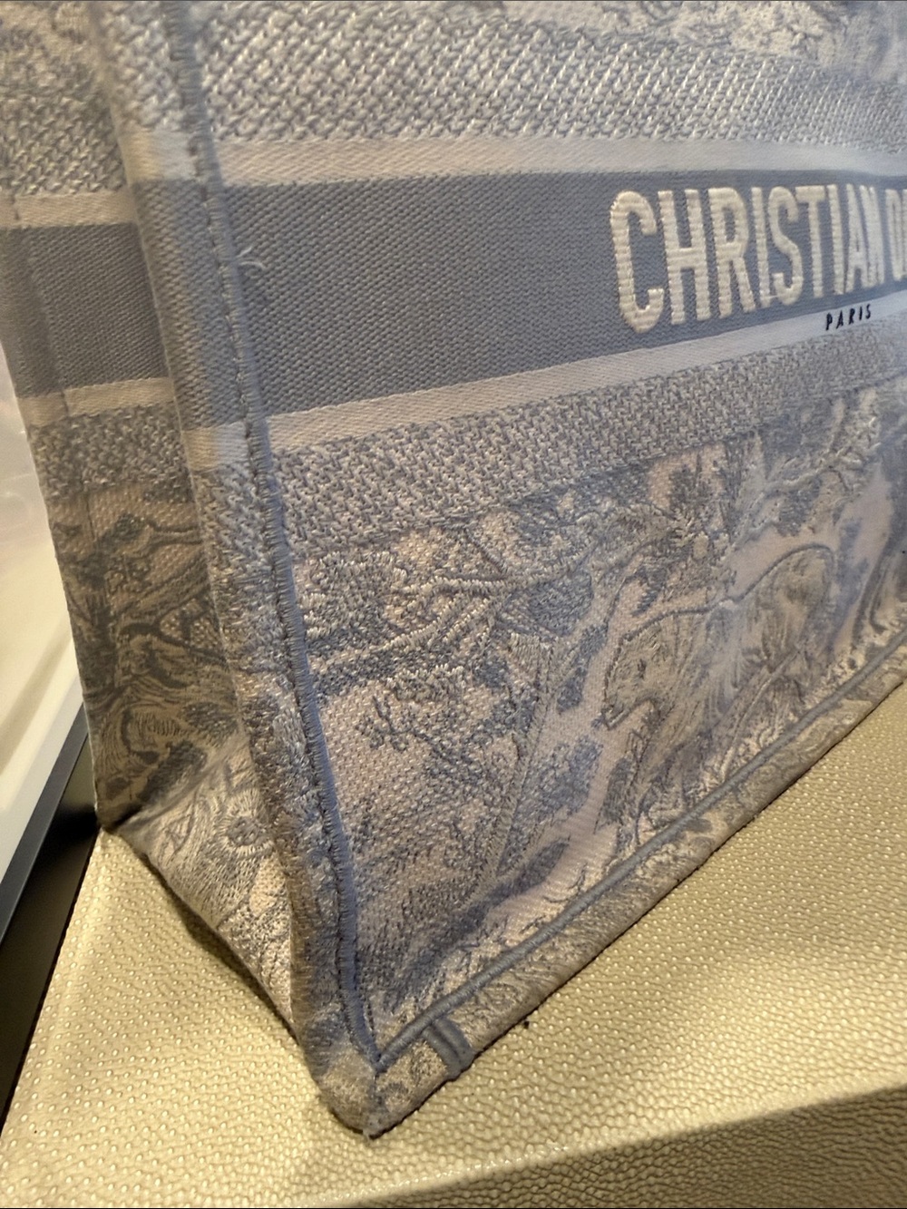 Dior Beige & Grey Christian Dior Book Tote - Picture 5 of 16